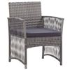 vidaXL Gartensessel mit Sitzkissen 2 Stk. Grau Poly Rattan