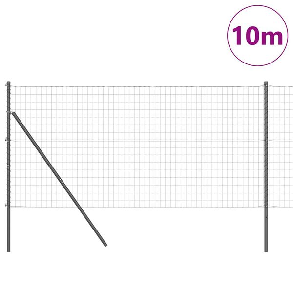 vidaXL Zaun mit Pfosten Grau 1,2 x 10 m Stahl