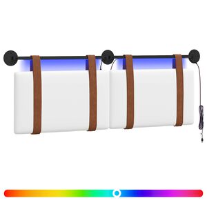 vidaXL H&auml;ngendes Kopfteil Mit LED Licht Wei&szlig; Antikes PU