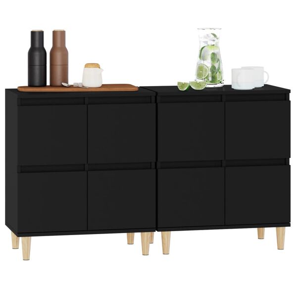 vidaXL Sideboards 2 Stk. Schwarz 60x35x70 cm Holzwerkstoff