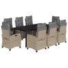 vidaXL 9-tlg. Garten-Essgruppe mit Kissen Beigemischung Poly Rattan