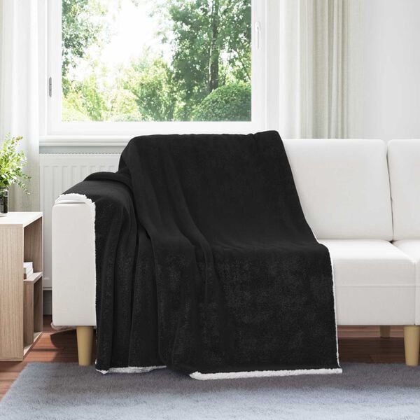 vidaXL &Uuml;berwurfdecke Schwarz 150 x 200 cm Fleece