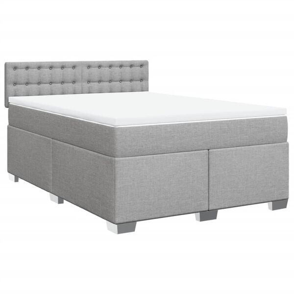 vidaXL Boxspringbett mit Matratze Hellgrau 160x200 cm Stoff