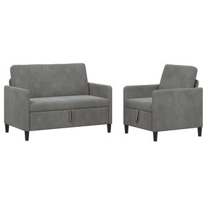 vidaXL Sofa Set mit Stauraum 2 stk. Dunkelgrau Polyester