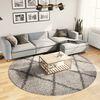 vidaXL Shaggy-Teppich PAMPLONA Hochflor Modern Beige Anthrazit Ø 240cm