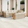vidaXL 14-tlg. Garten-Sofagarnitur mit Kissen Beige Poly Rattan