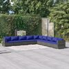 vidaXL 9-tlg. Garten-Lounge-Set mit Kissen Poly Rattan Grau