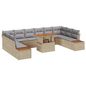 vidaXL Garten Essgruppe mit Kissen 11 pcs Beige und Grau