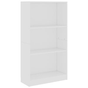 vidaXL B&uuml;cherregal 3 F&auml;cher Wei&szlig; 60x24x109 cm Holzwerkstoff