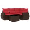 vidaXL 5-teiliges Gartensofa-Set mit Kissen, braun, Polyrattan