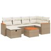 vidaXL 6-tlg. Garten-Sofagarnitur mit Kissen Beige Poly Rattan