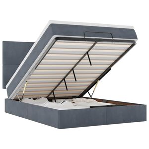 vidaXL Ottoman-Bett mit Matratzen & LEDs Dunkelgrau 140x200 cm Samt