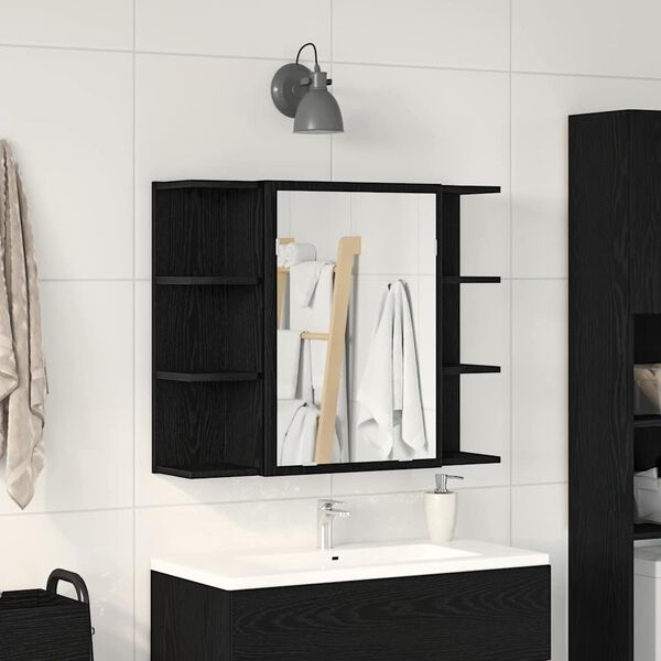 vidaXL Badezimmerspiegelschrank Schwarze Eiche 80 x 20,5 x 64 cm Holzwerkstoff