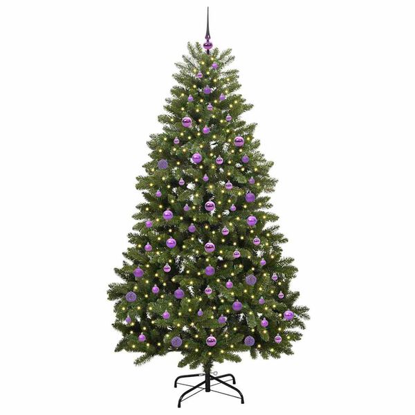 vidaXL K&uuml;nstlicher Weihnachtsbaum Gr&uuml;n 210 cm PVC und Metall