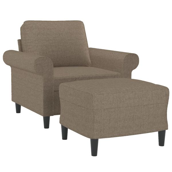 vidaXL Sessel mit Hocker Taupe 60 cm Stoff