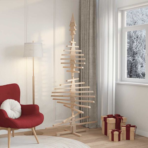 vidaXL Weihnachtsbaum Holz zum Schm&uuml;cken 210 cm Massivholz Kiefer