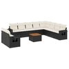 vidaXL 11-tlg. Garten-Sofagarnitur mit Kissen Schwarz Poly Rattan