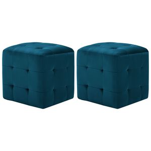 vidaXL Nachttische 2 Stk. Blau 30&times;30&times;30 cm Samtstoff