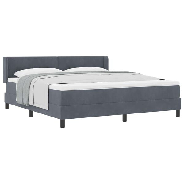 vidaXL Boxspringbett mit Matratze Dunkelgrau 200 x 180 cm Samt