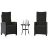 vidaXL 3-tlg. Bistro-Set mit Kissen Schwarz Poly Rattan