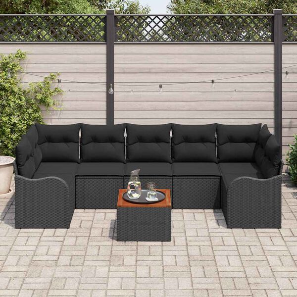 vidaXL Gartensofa-set mit Speicher 8 pcs Schwarz Poly-Rattan