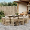 vidaXL 11-tlg. Garten-Essgruppe mit Kissen Beige Poly Rattan