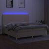 vidaXL Boxspringbett mit Matratze & LED Creme 200x200 cm Stoff