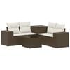 vidaXL Sofa Set 6 stk. Braun und Creme Wei&szlig; Polyrattan und Stahl