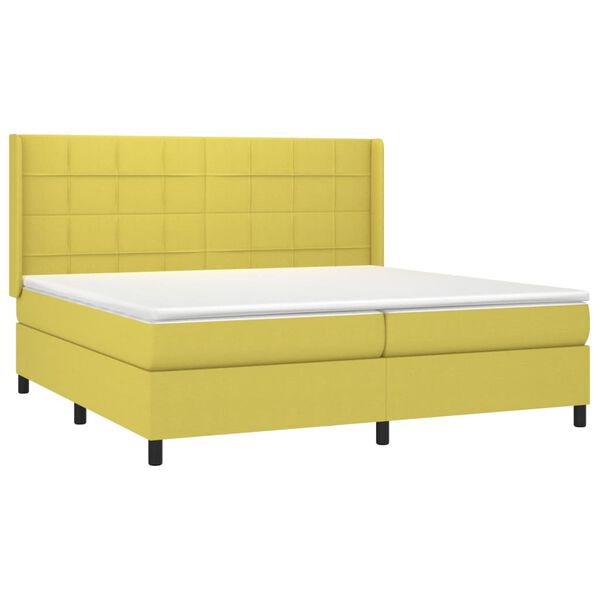 vidaXL Boxspringbett mit Matratze & LED Gr&uuml;n 200x200 cm Stoff