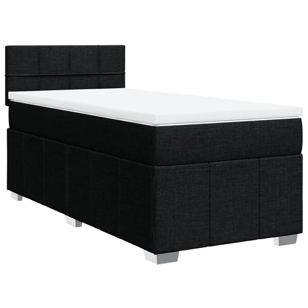 vidaXL Boxspringbett mit Matratze Schwarz 90x200 cm Stoff