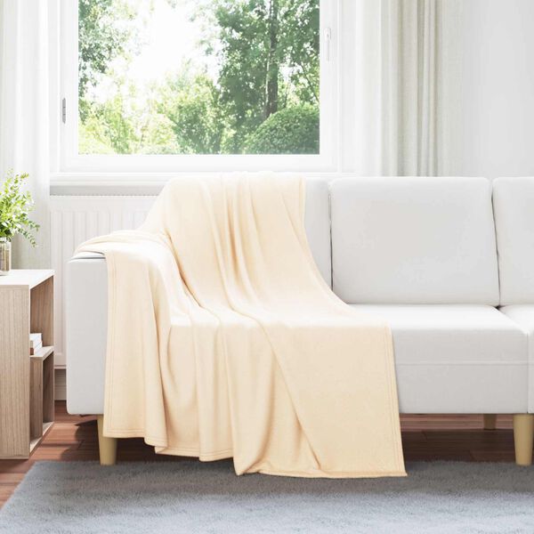 vidaXL &Uuml;berwurfdecke Creme 170 x 130 cm Fleece