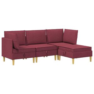 vidaXL Modular Sofa Set mit Stauraum 4 stk. Weinrot Stoff