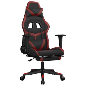 vidaXL Gaming-Stuhl mit Massage & Fu&szlig;st&uuml;tze Schwarz Weinrot Kunstleder