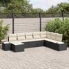 vidaXL Garten-Sofa-Set mit Kissen 8 pcs Schwarz und Creme Poly-Rattan