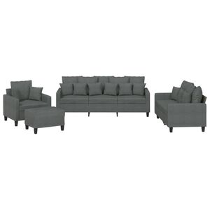 vidaXL 4-tlg. Sofagarnitur mit Kissen Dunkelgrau Stoff