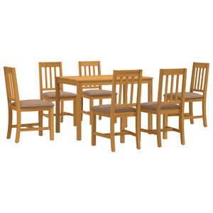 vidaXL Essgruppe 7 stk. Grau Massivholz Eiche