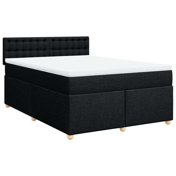 vidaXL Boxspringbett mit Matratze Schwarz 140x200 cm Stoff