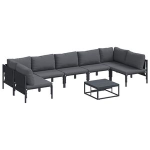 vidaXL Gartensofa-set mit Kissen 8 pcs Schwarz Stahl