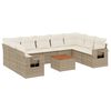 vidaXL 10-tlg. Garten-Sofagarnitur mit Kissen Beige Poly Rattan