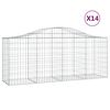 vidaXL Gabionen mit Hochbogen 14 Stk. 200x50x80/100cm Verzinktes Eisen