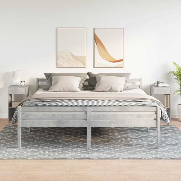 vidaXL Nachttische mit Schublade 2 Stk. Betongrau 35x34x66,5 cm