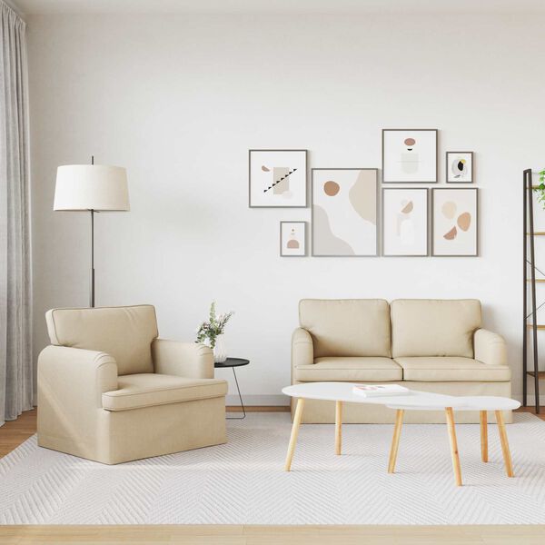 vidaXL Sofa 2 pcs Creme 144 x 80 x 85 cm Stoff