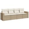vidaXL 4-tlg. Garten-Sofagarnitur mit Kissen Beige Poly Rattan