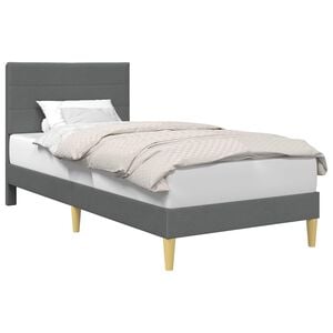 vidaXL Bettrahmen mit Kopfteil Dunkelgrau 90 x 190 cm Stoff