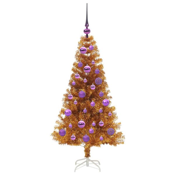 vidaXL Weihnachtsbaum mit 150 LEDs mit St&auml;nder Gold 120 cm PET