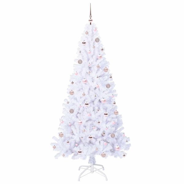 vidaXL K&uuml;nstlicher Weihnachtsbaum Wei&szlig; 210 cm PVC und Stahl
