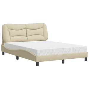 vidaXL Bett mit Matratze "Hvar" Creme 140x190 cm Stoff