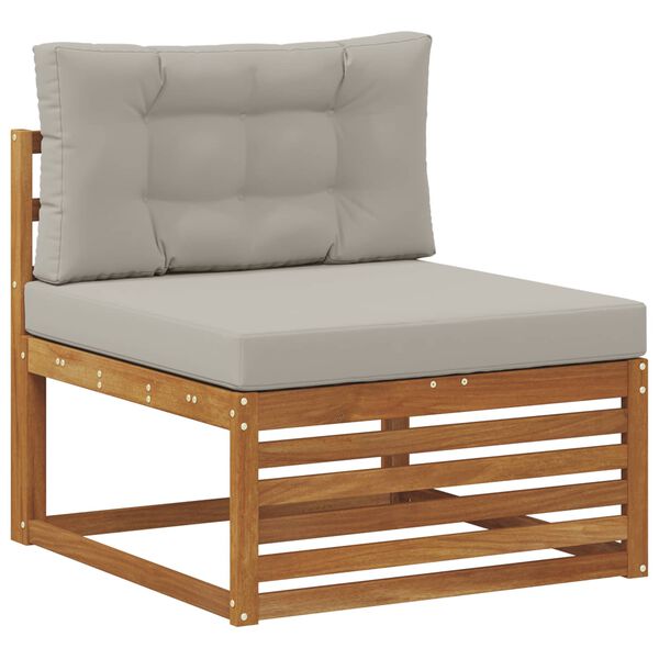 vidaXL Outdoor-Sofagarnitur mit Kissen 8 pcs Nat&uuml;rlich und Hellgrau