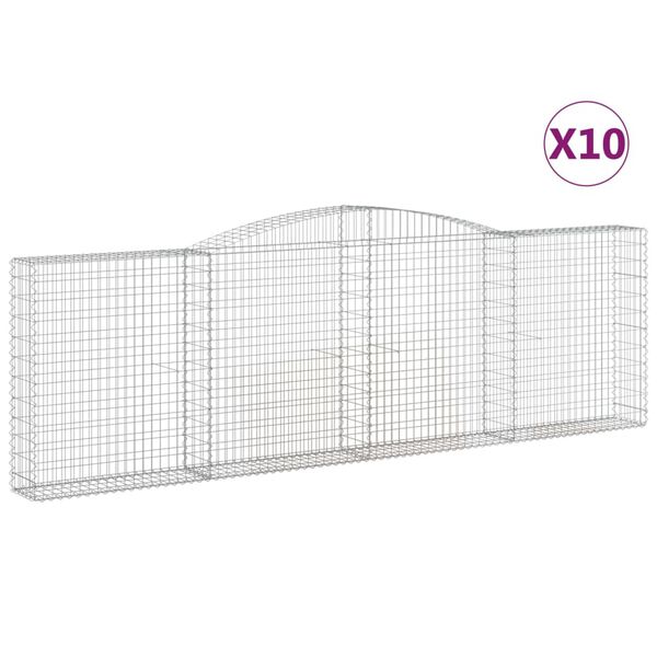 vidaXL Gabionen mit Hochbogen 10Stk. 400x30x120/140cm Verzinktes Eisen