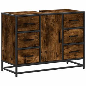 vidaXL Waschbeckenunterschrank R&auml;uchereiche 80x33x60 cm Holzwerkstoff